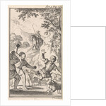 Sancho pelted with stones by shepherds by Pieter Mortier