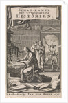 Scholar writing in his study, Jan Luyken by Jan Claesz ten Hoorn