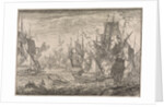 Battleship between Turkish warships and the ships of the Knights of Malta by Johann David Zunnern
