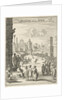 View of a square where a black man with firepit is running by Jan Luyken