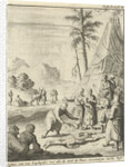 Lappish ceremony with a drum conjures by Jan Luyken