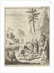 Lappish ceremony with a drum conjures by Jan Luyken