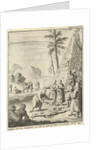 Lappish ceremony with a drum conjures by Jan Luyken