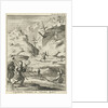 Laplanders move on wooden slats and slides through the snowy landscape by Jan Luyken