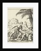 Javanese and Dutch man stabbing each other with a spear and a dagger down by Jan Luyken