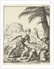 Javanese and Dutch man stabbing each other with a spear and a dagger down by Jan Luyken