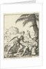 Javanese and Dutch man stabbing each other with a spear and a dagger down by Jan Luyken