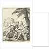 Javanese and Dutch man stabbing each other with a spear and a dagger down by Jan Luyken