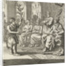 Farmer speaks with an olive branch in hand to the prince and his advisers by Aart Wolsgrein