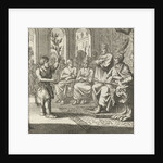 Farmer speaks with an olive branch in hand to the prince and his advisers by Aart Wolsgrein