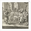 Farmer speaks with an olive branch in hand to the prince and his advisers by Aart Wolsgrein