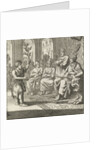 Farmer speaks with an olive branch in hand to the prince and his advisers by Aart Wolsgrein