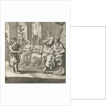 Farmer speaks with an olive branch in hand to the prince and his advisers by Aart Wolsgrein