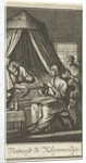 Figures praying at the bed of a patient by Barent Bos