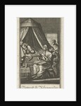 Figures praying at the bed of a patient by Barent Bos