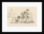 Study Sheet with a sleeping woman and an angler by Jacob Ernst Marcus