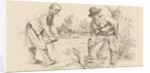 Study Sheet with wood Firewood-gatherer and a man with saw by Jacob Ernst Marcus