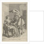 Man offers woman a coin by Cornelis Danckerts