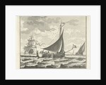 Barge on the water by Adolf van der Laan