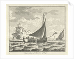 Barge on the water by Adolf van der Laan