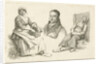 Portrait of Daniel Vrijdag between two farmers by Hendrik Willem Caspari
