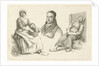Portrait of Daniel Vrijdag between two farmers by Hendrik Willem Caspari