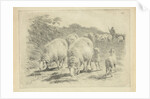 Sheep and lambs in the meadow by Frans Lebret