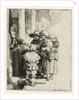 A blind hurdy-gurdy player with family receives a handout by Rembrandt Harmensz. van Rijn