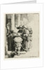 A blind hurdy-gurdy player with family receives a handout by Rembrandt Harmensz. van Rijn
