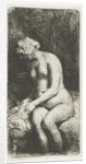 Woman Bathing Her Feet at a Brook by Rembrandt Harmensz. van Rijn