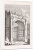 Ruins of a Roman gate with two men by Bonaventura van Overbeek