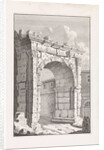 Ruins of a Roman gate with two men by Bonaventura van Overbeek