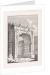 Ruins of a Roman gate with two men by Bonaventura van Overbeek
