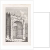 Ruins of a Roman gate with two men by Bonaventura van Overbeek