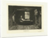 Peasant Woman sitting sewing in interior with a window by J. Bouwens