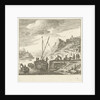 River view with men loading drums on a sailing ship by Herman Saftleven