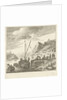 River view with men loading drums on a sailing ship by Herman Saftleven