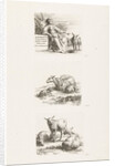 Seated shepherdess with sheep by Anonymous