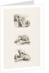 Seated shepherdess with sheep by Anonymous