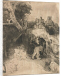 Reading in an Italian landscape by Rembrandt Harmensz. van Rijn