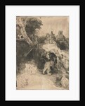 Reading in an Italian landscape by Rembrandt Harmensz. van Rijn