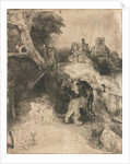 Reading in an Italian landscape by Rembrandt Harmensz. van Rijn