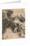 Reading in an Italian landscape by Rembrandt Harmensz. van Rijn