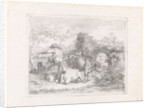 Shepherd with his flock by Barend Hendrik Thier