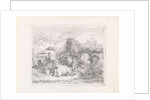 Shepherd with his flock by Barend Hendrik Thier