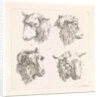 Four sheep heads by Barend Hendrik Thier