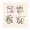 Four sheep heads by Barend Hendrik Thier