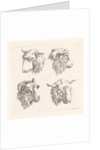 Four sheep heads by Barend Hendrik Thier