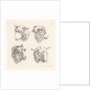 Four sheep heads by Barend Hendrik Thier