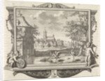 Village with two storks near a pool by Frederik Ottens